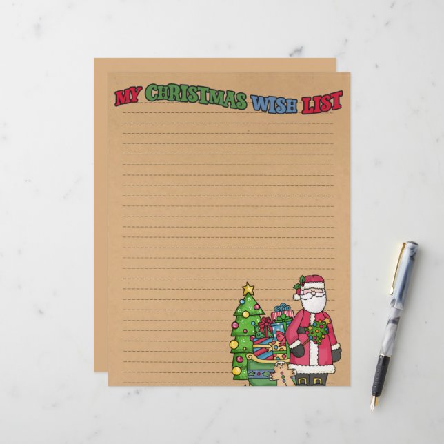 cute Christmas wish list Stationery paper (Front/Back In Situ)