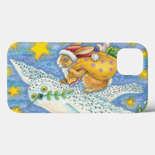 Cute Christmas with Rabbit as Santa Claus on Owl iPhone 13 Case