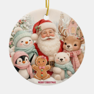 Cute Christmas with Santa, Penguin, Bear,Reindeer Ceramic Ornament
