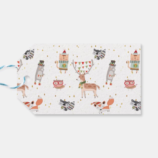 Cute Christmas Woodland Animals Gift Tags