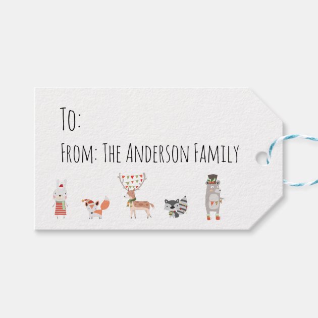 Cute Christmas Woodland Animals Gift Tags