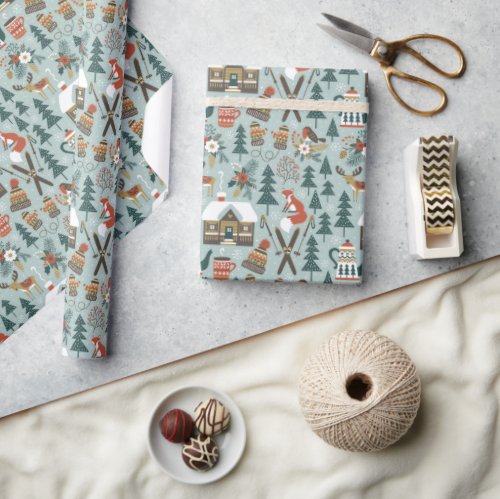 Cute Christmas Woodland Animals Wrapping Paper