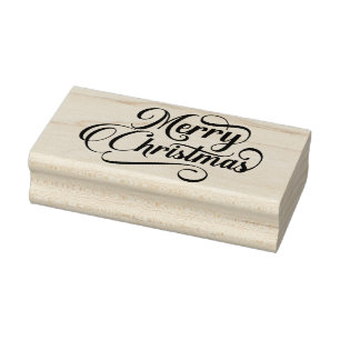 Cute Christmas Word Art Rubber Stamp