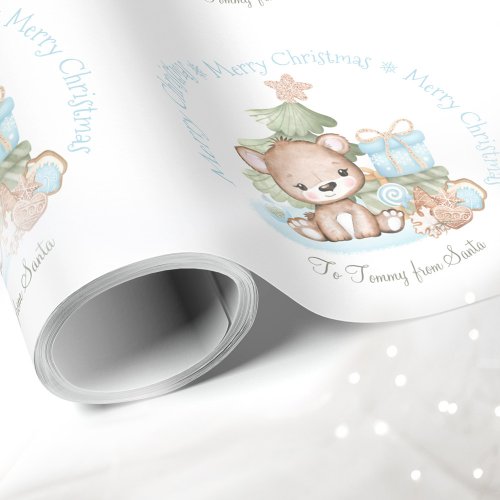 Cute Christmas wrapping paper for Baby Boy name