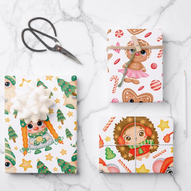Cute Christmas  Wrapping Paper Sheets (Front)