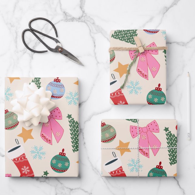 Cute Christmas Wrapping Paper Sheets (Front)