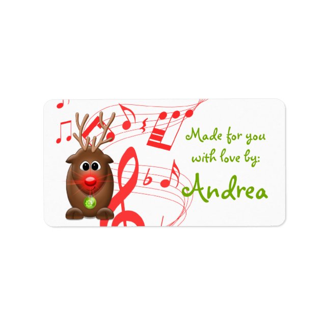 Cute Christmas Xmas Reindeer Gift Tag Sticker (Front)