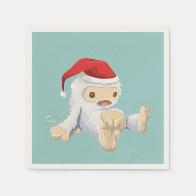 Cute Christmas Yeti Toy Doll Napkins (Front)