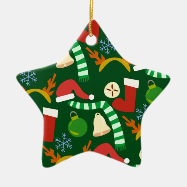 Cute Christmastime Holiday Gear Ceramic Ornament (Front)
