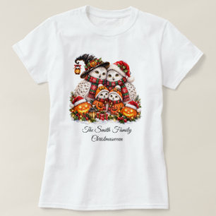 Cute Christmasween Snowy Owl Family Winter Holiday T-Shirt