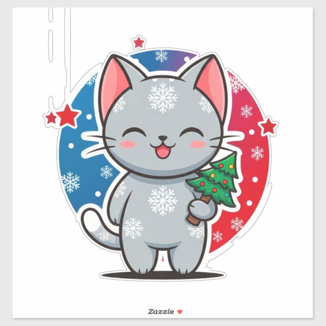 Cute Christms Cat Sticker (Sheet)