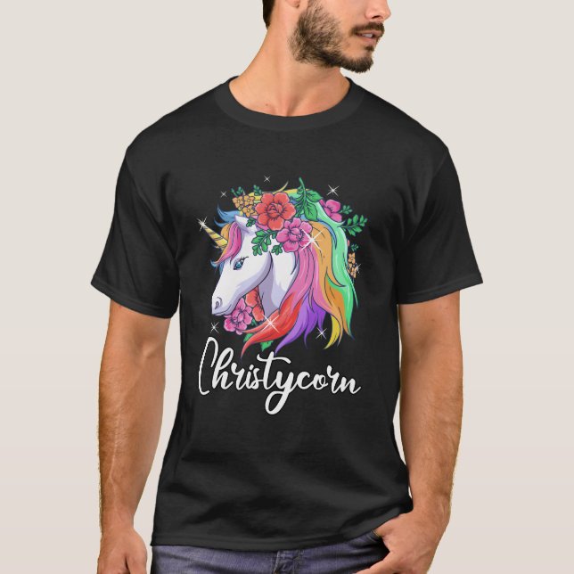 Cute Christycorn Personalized Name Unicorn Christy T-Shirt (Front)