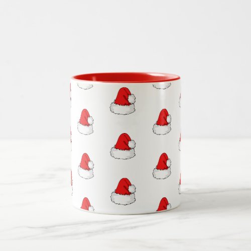 Cute Chritmas Santas Hat Pattern Two_Tone Coffee Mug