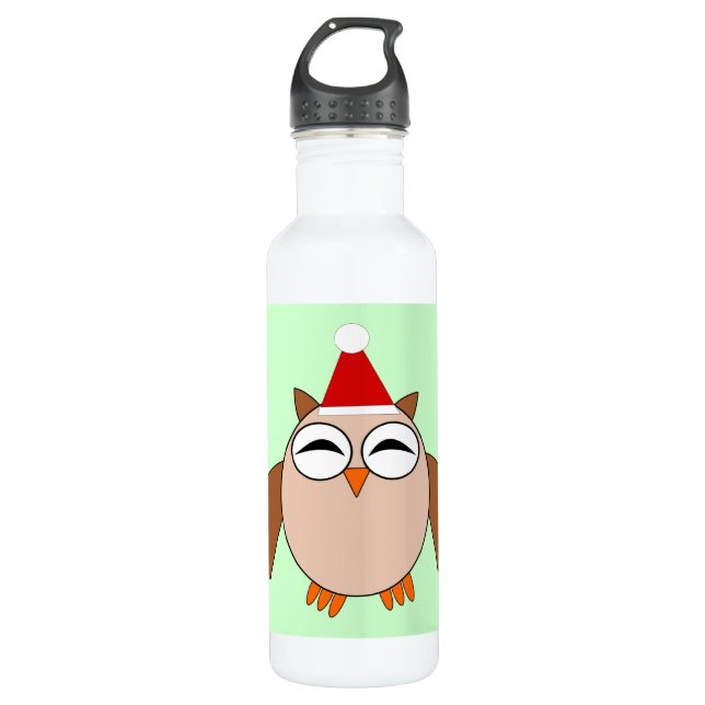 Cute Chritsmas Owl Water Bottle (Front)