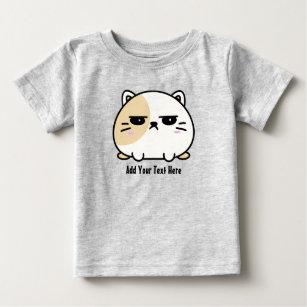 Cute Chubby Angry Mochi Cat Personalized Text Baby T-Shirt