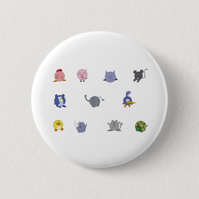 Cute Chubby Animals Button (Front)