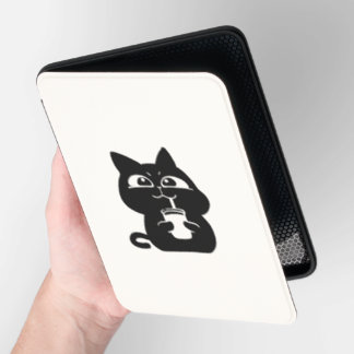 Cute Chubby Black Cat Sticker Kindle Cover