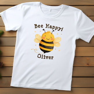 Cute Chubby Bumblebee "Bee Happy" Toddler T-shirt