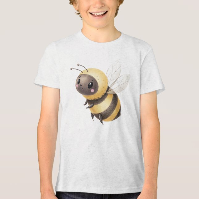 Cute Chubby Bumblebee Illustration Tri-Blend Shirt (Front)
