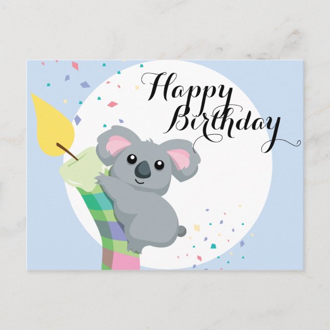 Cute Chubby cartoon Koala illustration birthday Postcard (Front)