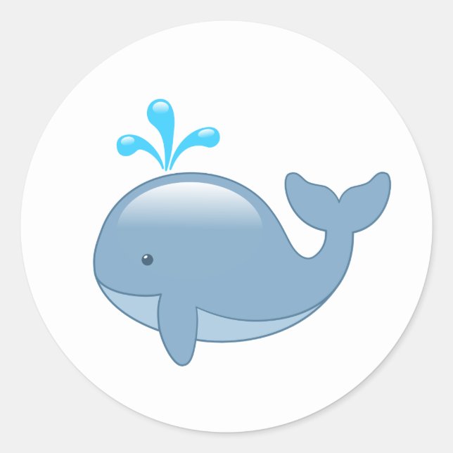 Cute Chubby Cartoon Whale Classic Round Sticker (Front)