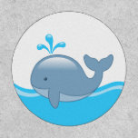 Cute Chubby Cartoon Whale In Ocean Patch at Zazzle