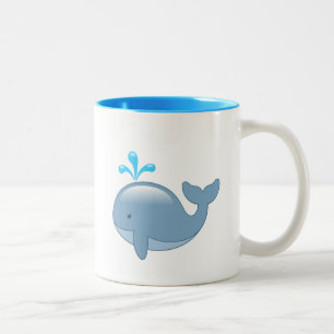 Cute Chubby Cartoon Whale Two-Tone Coffee Mug