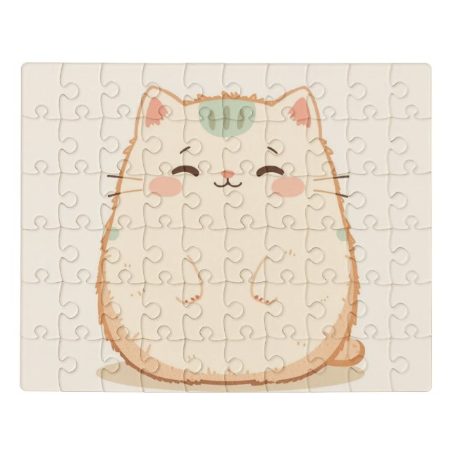 cute chubby cat illustration jigsaw puzzle (Puzzle Horizontal)
