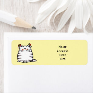 Cute Chubby Cat Two Christmas Hats Label