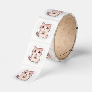 Cute Chubby Cat With Boba Classic Round Sticker