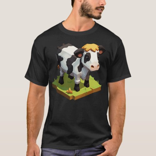 Cute Chubby Chibi Isometric Cow T_Shirt