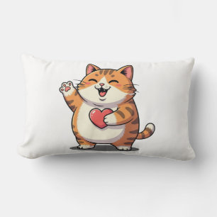 Cute Chubby Hamster Holding a Heart – Funny Animal Lumbar Pillow