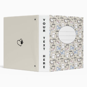 Cute Chubby Kittens and Meow Hearts 3 Ring Binder