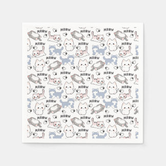 Cute Chubby Kittens and Meow Hearts Napkins