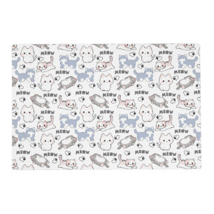 Cute Chubby Kittens and Meow Hearts Placemat