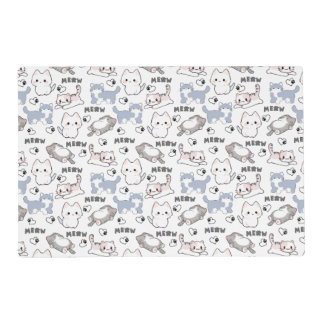 Cute Chubby Kittens and Meow Hearts Placemat