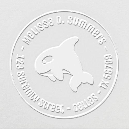 Cute Chubby Orca Whale Round Address Embosser