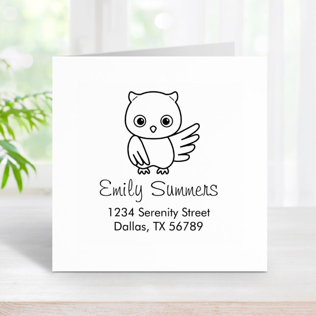 Cute Chubby Owl Address Rubber Stamp (Creator Uploaded)