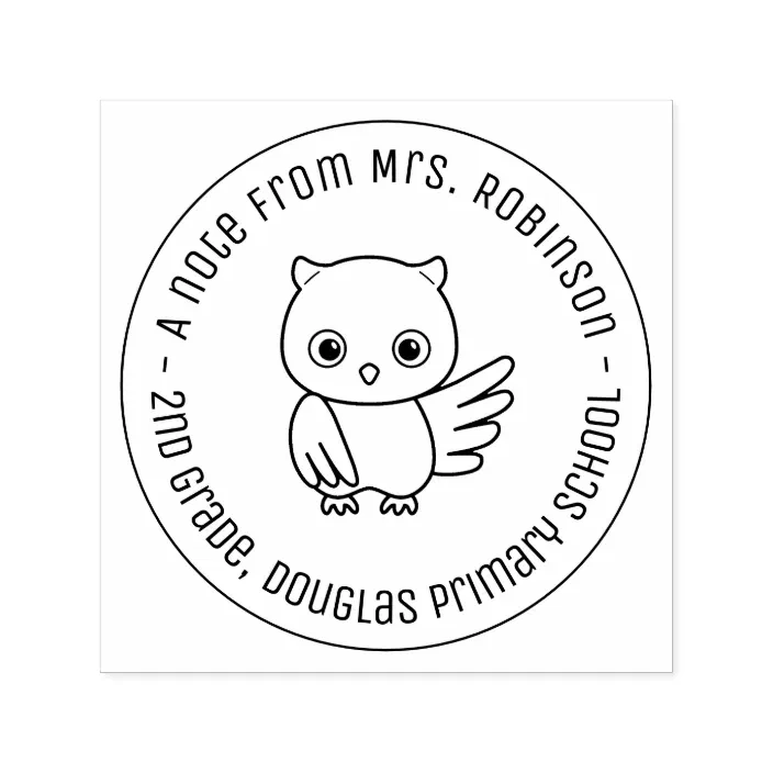 custom name Owl tree Created handmade with love by business self inking stamp 