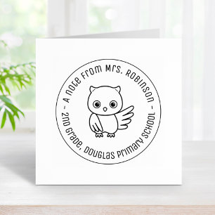 Cute Chubby Owl School Teacher Note 3 Rubber Stamp
