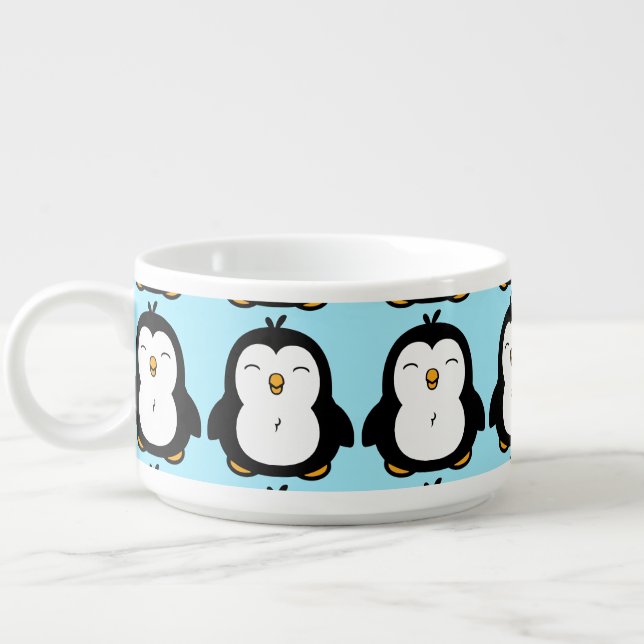 Cute Chubby Penguin Image Bowl (Right)