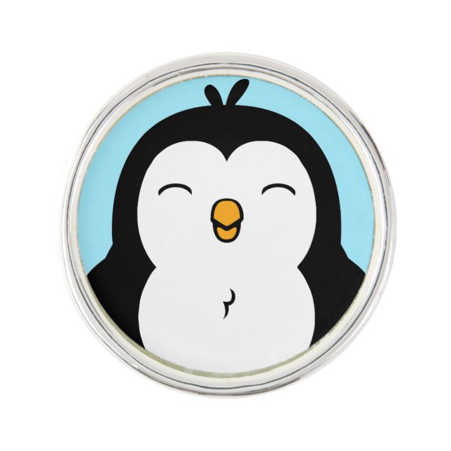Cute Chubby Penguin Image Lapel Pin (Front)