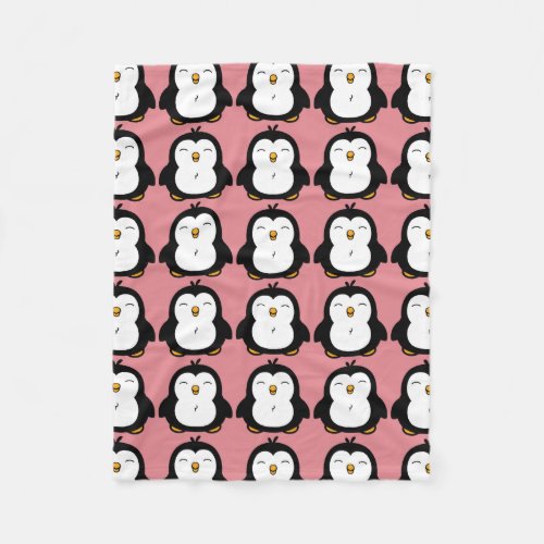 Cute Chubby Penguin Image Pattern Fleece Blanket
