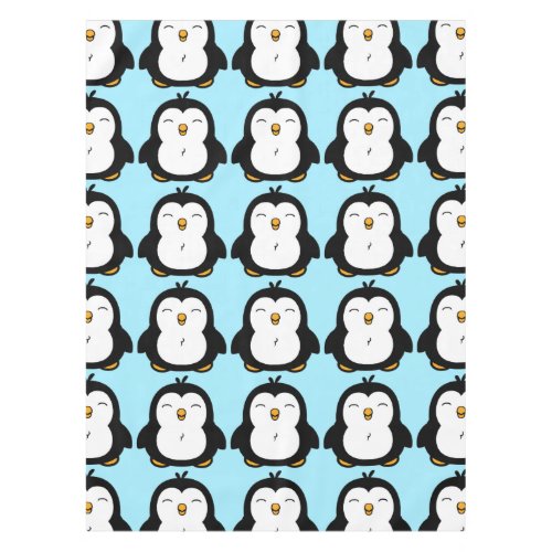 Cute Chubby Penguin Image Pattern Tablecloth