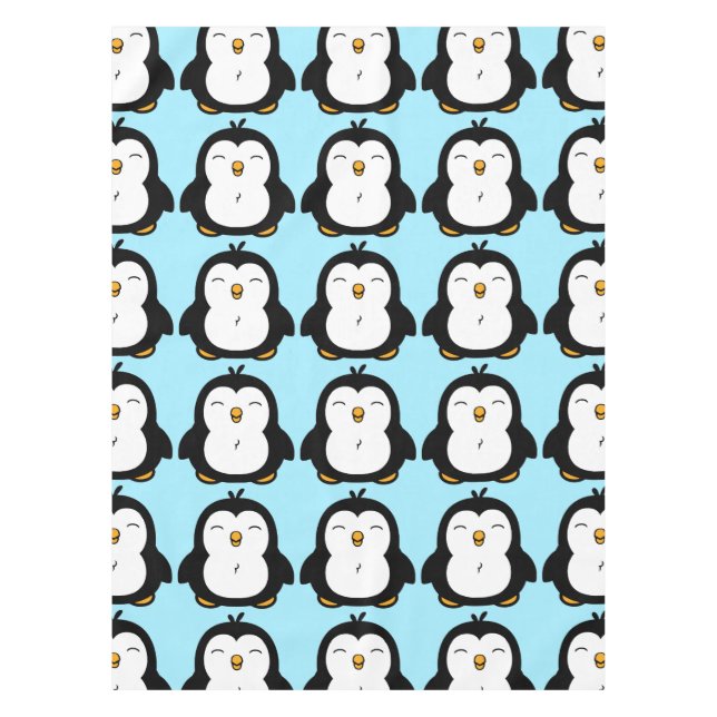 Cute Chubby Penguin Image Pattern Tablecloth (Front)