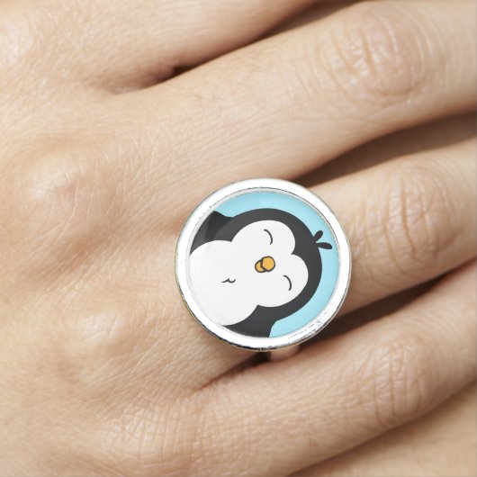 Cute Chubby Penguin Image Ring (In Situ)