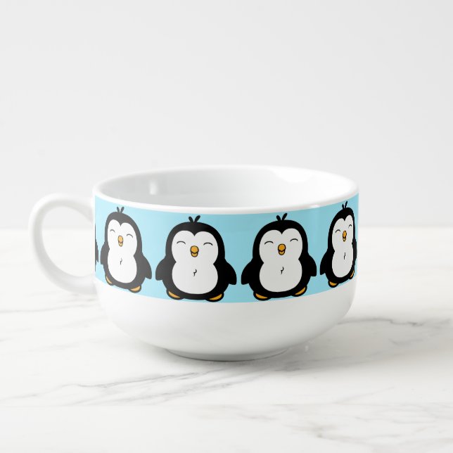Cute Chubby Penguin Image Soup Mug (Right)
