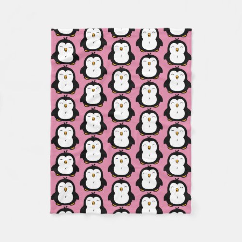 Cute Chubby Penguin Pattern Fleece Blanket