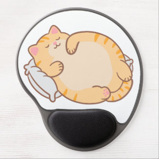 Cute Chubby Sleeping Orange Tabby Cat Pillow Gel Mouse Pad