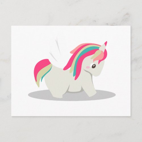 Cute chubby unicorn chibi blushing postcard